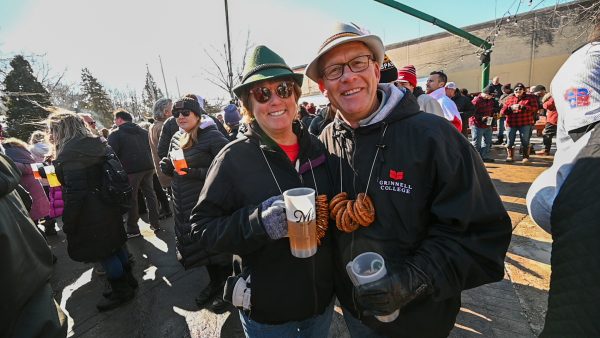 Two people posing for a photo at Bockfest in Middleton, Wisconsin.