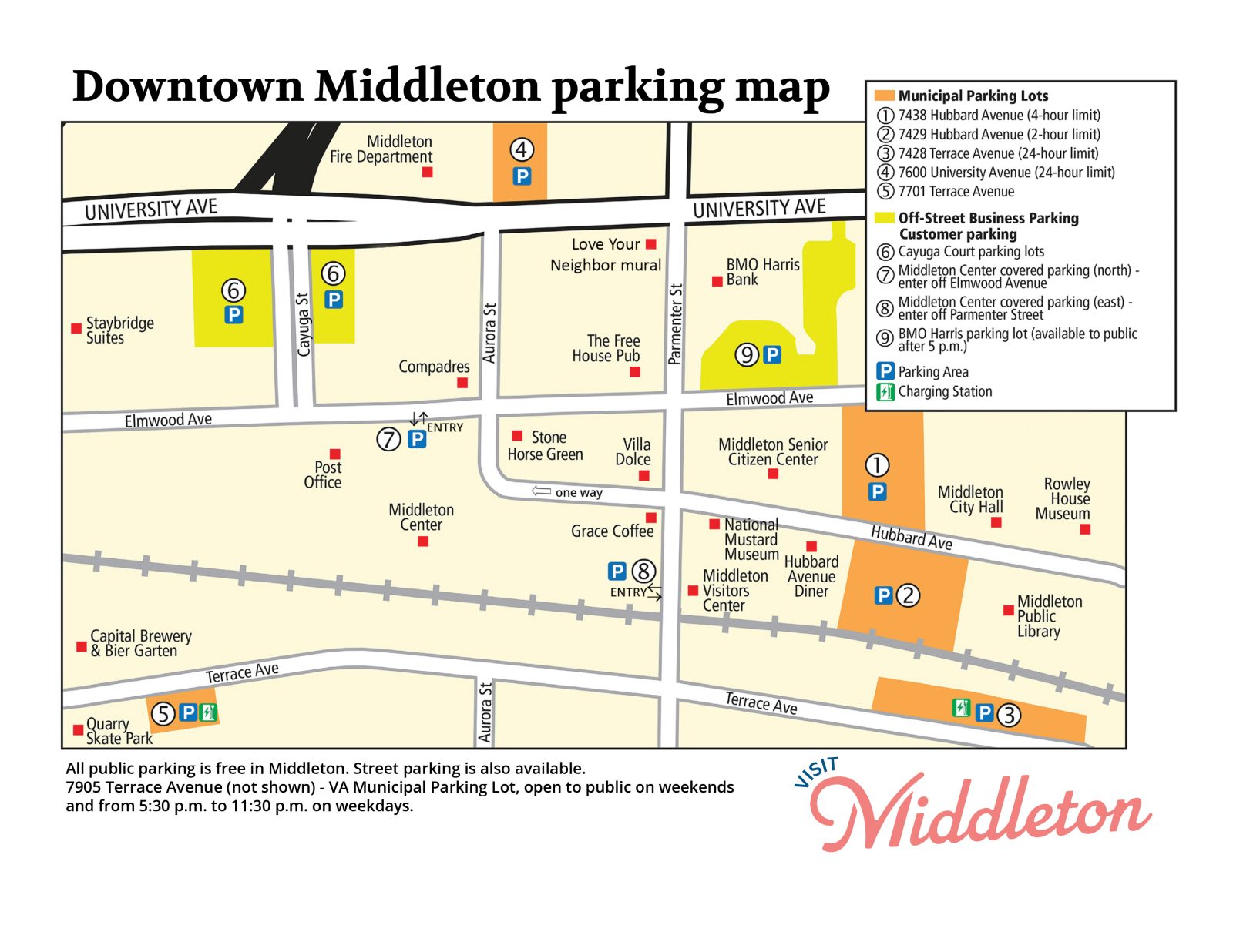 Downtown Middleton Parking Map
