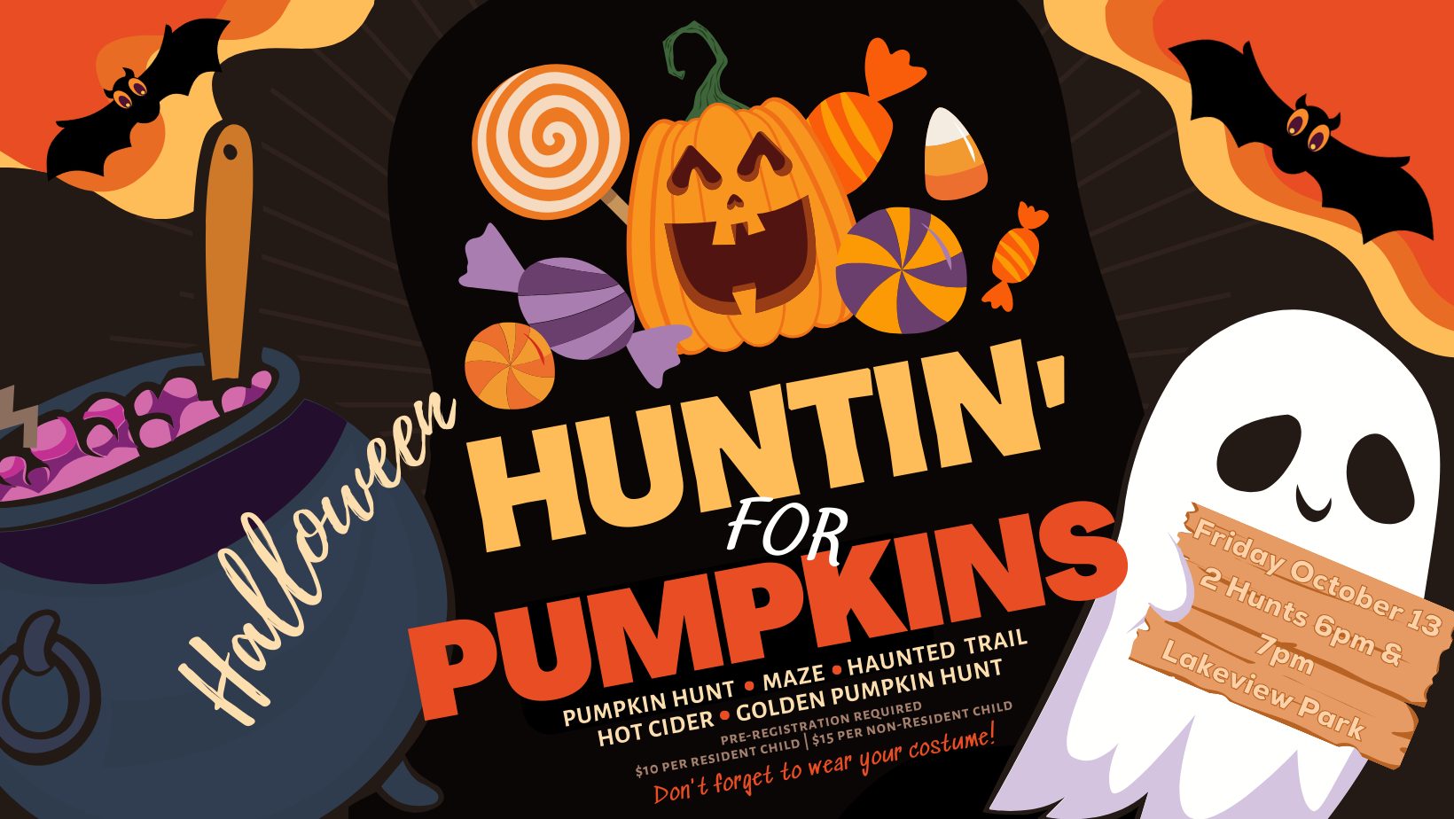 Huntin' for pumpkins poster.