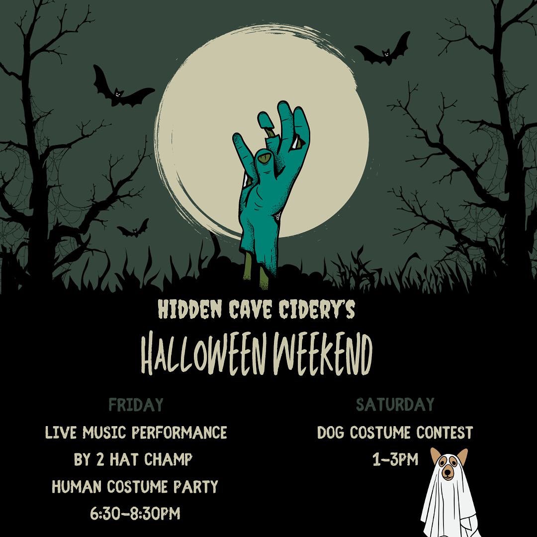 A flyer for a halloween weekend event.