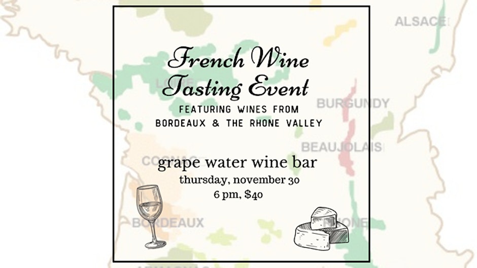 French wine tasting event flyer.