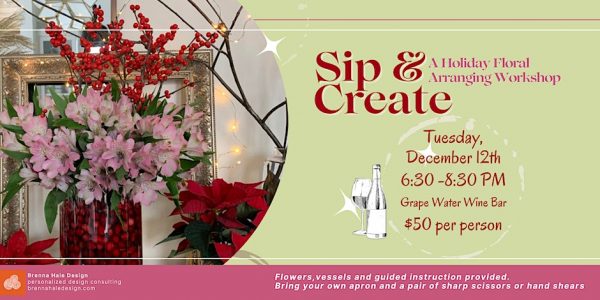 A flyer for a sip and create event.