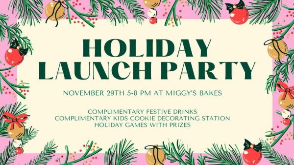 Holiday launch party flyer.