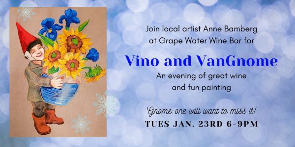 A flyer for a wine and yangnome event.
