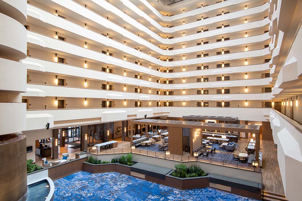 The Madison Marriott West-Middleton hotel is the largest convention hotel in the county. Here is the main atrium.